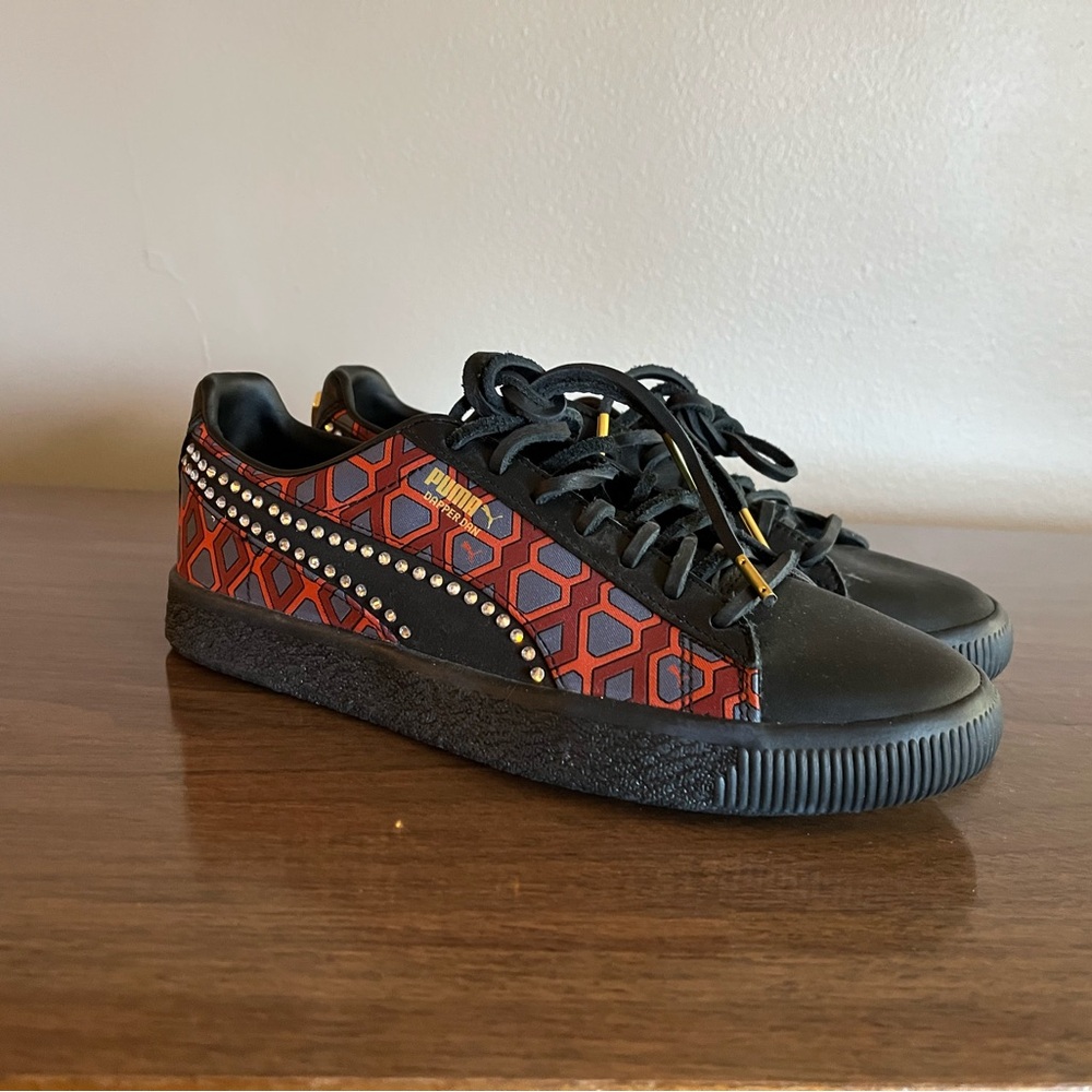 Dapper Dan x Puma Black and Red Sneakers with Studded Detail

Size: Men’s 7.5/40